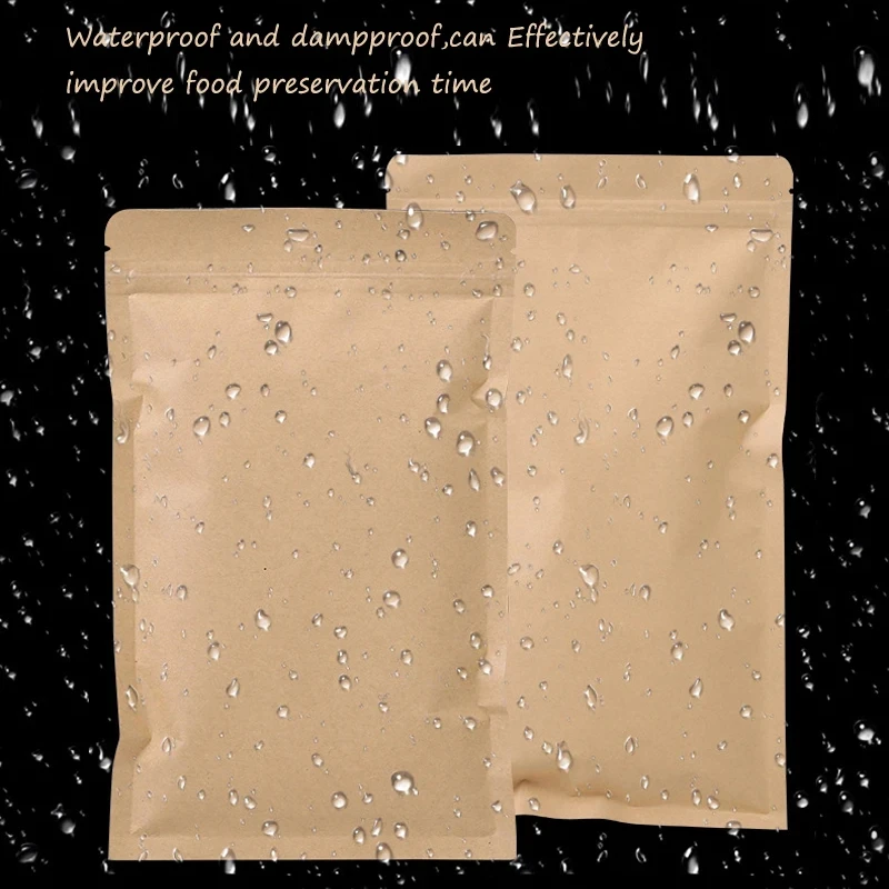 Food Storage Bag - 100 STKS Bruin Kraftpapier Ritssluiting Zakje