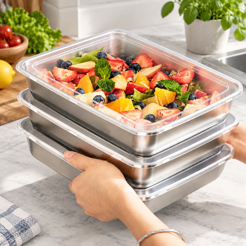 Food Storage Meals - Set van 3 roestvrijstalen voedselbewaarcontainers met