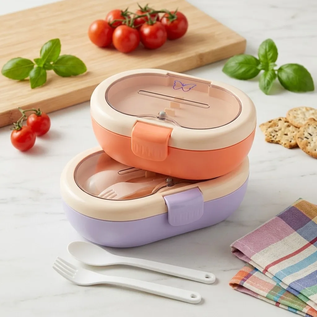 Plastic lunchbox met bestek, l - Food Storage With Dividers recensie en prijs